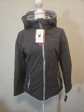 Spyder Women's Dark Gray Hooded Ski Jacket